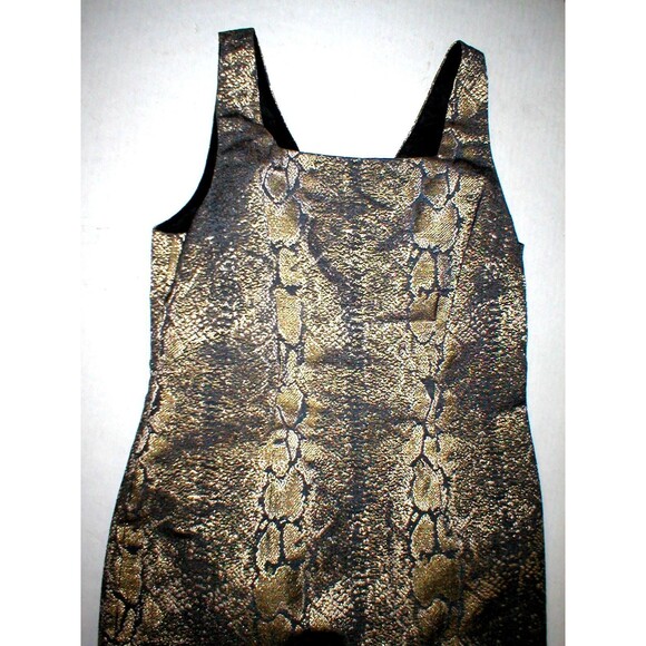 New Womens NWT Designer Paperwhite Col Snake Print Dress Metallic Brown Black 10 - Picture 5 of 12